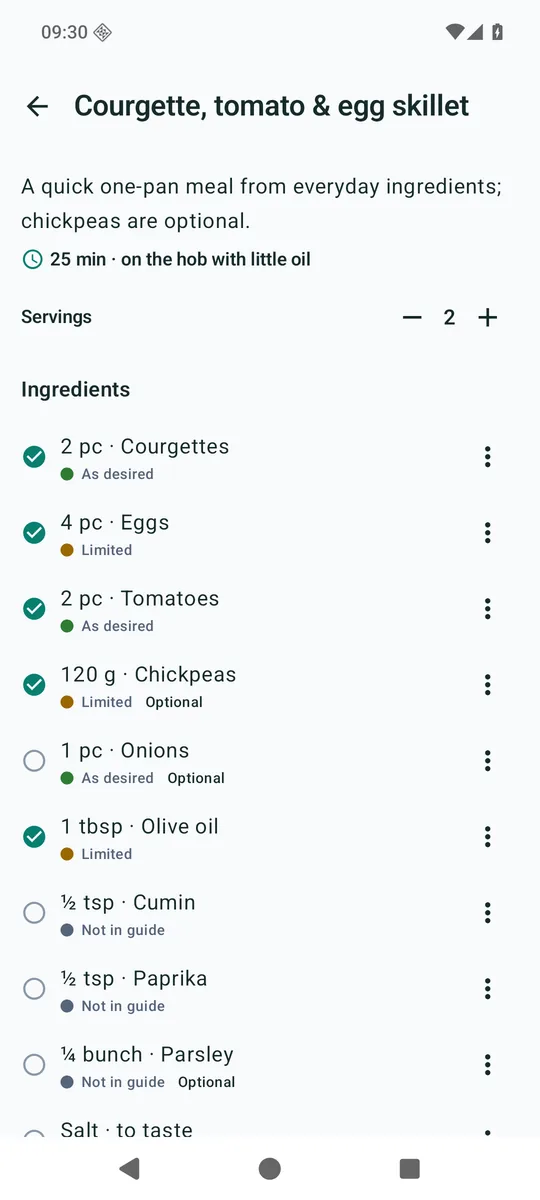 Recipe adapted to your servings